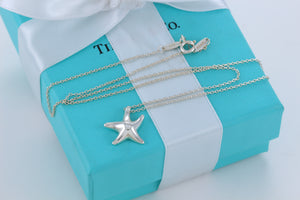 Tiffany & Co. Elsa Peretti Silver Diamond Small Starfish Pendant Necklace