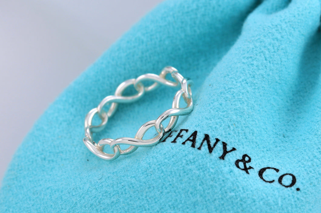 Tiffany & Co. Infinity Silver Narrow Endless Ring Band Size 5