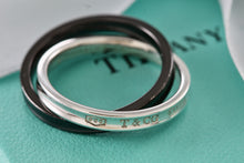 Load image into Gallery viewer, Tiffany &amp; Co. 1837 Black Midnight Titanium &amp; Silver Interlocking Band Rings Size 7
