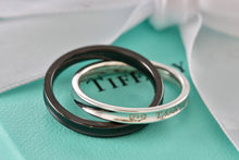 Load image into Gallery viewer, Tiffany &amp; Co. 1837 Black Midnight Titanium &amp; Silver Interlocking Band Rings Size 7
