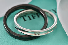 Load image into Gallery viewer, Tiffany &amp; Co. 1837 Black Midnight Titanium &amp; Silver Interlocking Band Rings Size 7
