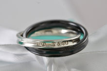 Load image into Gallery viewer, Tiffany &amp; Co. 1837 Black Midnight Titanium &amp; Silver Interlocking Band Rings Size 7
