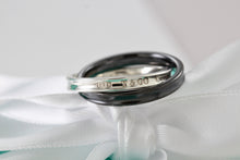 Load image into Gallery viewer, Tiffany &amp; Co. 1837 Black Midnight Titanium &amp; Silver Interlocking Band Rings Size 7
