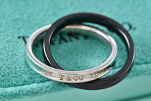 Load image into Gallery viewer, Tiffany &amp; Co. 1837 Black Midnight Titanium &amp; Silver Interlocking Band Rings Size 7
