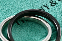 Load image into Gallery viewer, Tiffany &amp; Co. 1837 Black Midnight Titanium &amp; Silver Interlocking Band Rings Size 7
