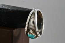 Load image into Gallery viewer, Milton Lasiloo Native American Zuni Sterling Triple Oval Turquoise Ring Size 10
