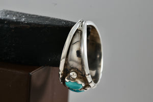 Milton Lasiloo Native American Zuni Sterling Triple Oval Turquoise Ring Size 10