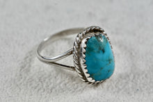 Load image into Gallery viewer, Native American Silver Small Turquoise Nugget Handmade Ring Size 6
