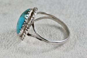 Native American Silver Small Turquoise Nugget Handmade Ring Size 6