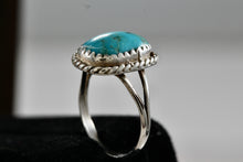 Load image into Gallery viewer, Native American Silver Small Turquoise Nugget Handmade Ring Size 6
