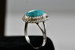 Native American Silver Small Turquoise Nugget Handmade Ring Size 6