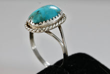 Load image into Gallery viewer, Native American Silver Small Turquoise Nugget Handmade Ring Size 6
