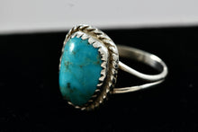 Load image into Gallery viewer, Native American Silver Small Turquoise Nugget Handmade Ring Size 6
