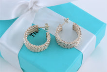 Load image into Gallery viewer, Tiffany &amp; Co. Mesh Silver Wide Hoop Earrings
