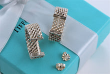 Load image into Gallery viewer, Tiffany &amp; Co. Mesh Silver Wide Hoop Earrings
