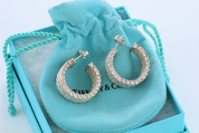 Load image into Gallery viewer, Tiffany &amp; Co. Mesh Silver Wide Hoop Earrings
