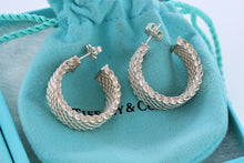 Load image into Gallery viewer, Tiffany &amp; Co. Mesh Silver Wide Hoop Earrings
