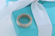 Load image into Gallery viewer, Tiffany &amp; Co. Mesh Silver Solid Firm Band Ring
