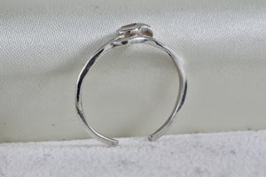 Sterling Silver Rose Enamel Inlay Small Flexible Band Ring