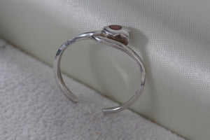 Sterling Silver Rose Enamel Inlay Small Flexible Band Ring