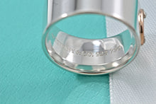 Load image into Gallery viewer, Tiffany &amp; Co. 18K Rose Gold &amp; Silver Heart Locks Keyhole Wide Band Ring Sz 6
