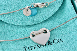 Tiffany & Co. Silver Sliding Heart Snake Chain 17" Necklace