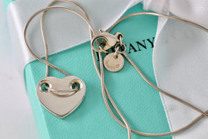 Tiffany & Co. Silver Sliding Heart Snake Chain 17" Necklace