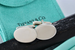 Tiffany & Co. Men's Plain Engravable Oval Cufflinks