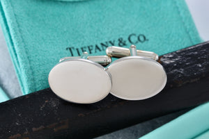 Tiffany & Co. Men's Plain Engravable Oval Cufflinks