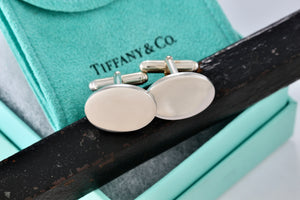 Tiffany & Co. Men's Plain Engravable Oval Cufflinks