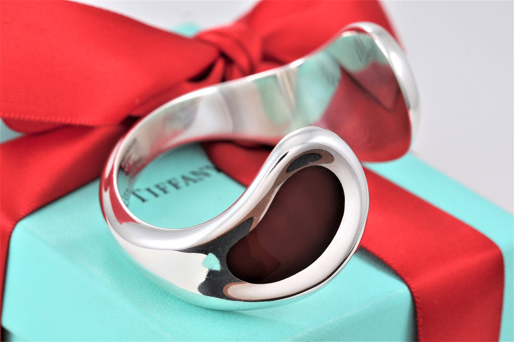 Tiffany & Co. Elsa Peretti Silver Carnelian Thumbprint Cuff Bracelet