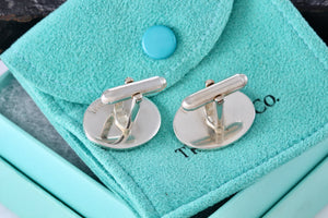 Tiffany & Co. Men's Plain Engravable Oval Cufflinks