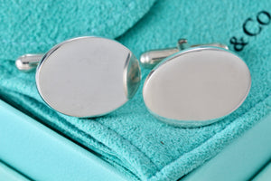 Tiffany & Co. Men's Plain Engravable Oval Cufflinks