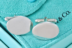 Tiffany & Co. Men's Plain Engravable Oval Cufflinks