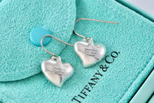 Load image into Gallery viewer, Tiffany &amp; Co. Elsa Peretti Silver Dangle Carved Heart Hook Earrings
