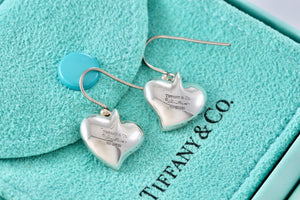 Tiffany & Co. Elsa Peretti Silver Dangle Carved Heart Hook Earrings