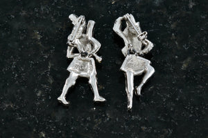 1940s Atlas Rhinestone Faux Pearl Musical Dancing Pair Pin Brooches