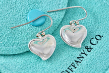 Load image into Gallery viewer, Tiffany &amp; Co. Elsa Peretti Silver Dangle Carved Heart Hook Earrings
