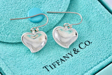 Load image into Gallery viewer, Tiffany &amp; Co. Elsa Peretti Silver Dangle Carved Heart Hook Earrings
