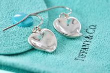 Load image into Gallery viewer, Tiffany &amp; Co. Elsa Peretti Silver Dangle Carved Heart Hook Earrings
