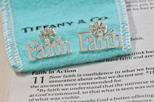 Tiffany & Co. Silver Faith Earrings Rare