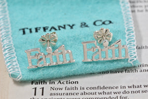 Tiffany & Co. Silver Faith Earrings Rare