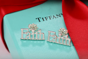 Tiffany & Co. Silver Faith Earrings Rare