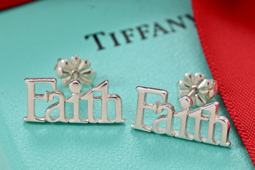 Tiffany & Co. Silver Faith Earrings Rare