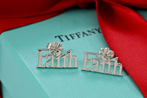 Tiffany & Co. Silver Faith Earrings Rare