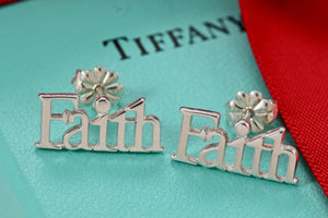 Tiffany & Co. Silver Faith Earrings Rare