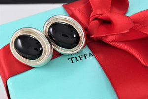 Tiffany & Co. Paloma Picasso Silver Vintage Onyx Clip on Earrings