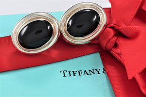 Tiffany & Co. Paloma Picasso Silver Vintage Onyx Clip on Earrings