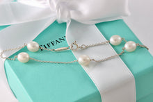 Load image into Gallery viewer, Tiffany &amp; Co. Elsa Peretti Silver Peals By The Yard 5 Pearl Delicate Chain 7.75&quot; Bracelet
