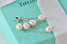 Load image into Gallery viewer, Tiffany &amp; Co. Elsa Peretti Silver Peals By The Yard 5 Pearl Delicate Chain 7.75&quot; Bracelet
